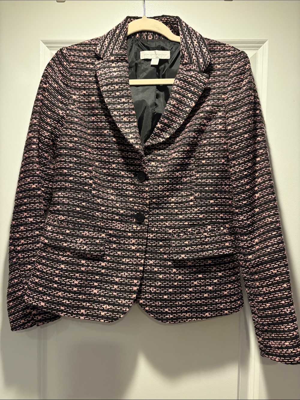 New York & Company Pink and Black Textured Blazer